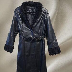 Stoosh Black Faux Fur Trim Trench Coat